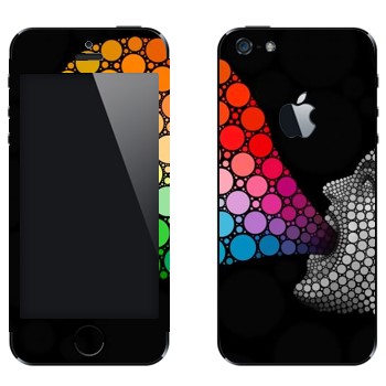 Виниловая наклейка «Человек и цветные пузыри» на телефон Apple iPhone 5