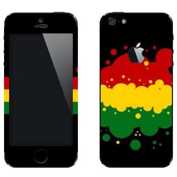Виниловая наклейка «Красные-желтые-зеленые полоски кляксами» на телефон Apple iPhone 5