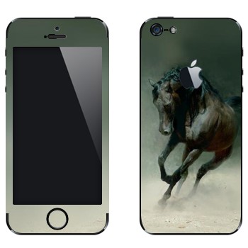Виниловая наклейка «Черная лошадь» на телефон Apple iPhone 5