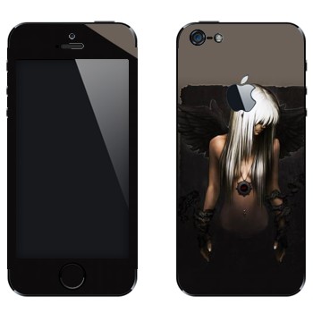 Виниловая наклейка «Блондинка с черными крыльями» на телефон Apple iPhone 5