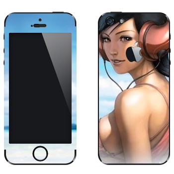 Виниловая наклейка «Девушка в купальнике и наушниках» на телефон Apple iPhone 5