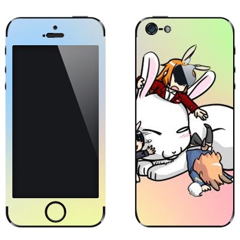 Виниловая наклейка «Милый белый кролик» на телефон Apple iPhone 5