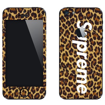 Виниловая наклейка «Supreme леопард» на телефон Apple iPhone 5