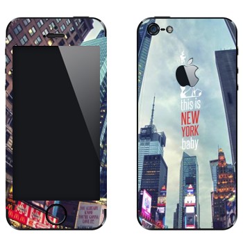 Виниловая наклейка «Нью-Йорк Таймс-сквер» на телефон Apple iPhone 5