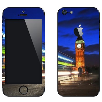 Виниловая наклейка «Ночной Биг Бен в Лондоне» на телефон Apple iPhone 5