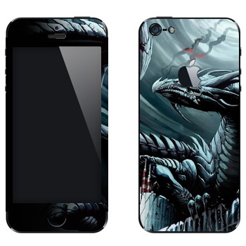 Виниловая наклейка «Дракон на здании» на телефон Apple iPhone 5