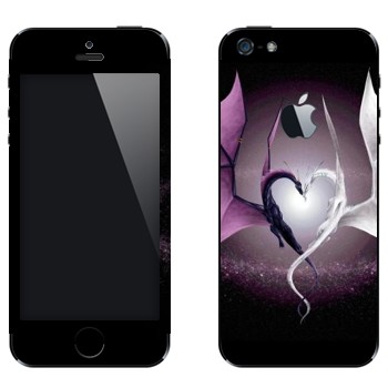 Виниловая наклейка «Два дракона в виде сердца» на телефон Apple iPhone 5