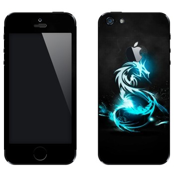 Виниловая наклейка «Голубой дракон» на телефон Apple iPhone 5
