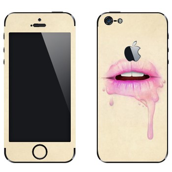 Виниловая наклейка «Губы малинового цвета» на телефон Apple iPhone 5
