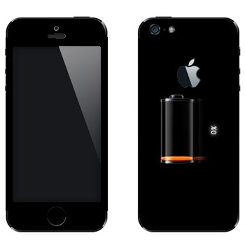 Виниловая наклейка «Индикатор низкий заряд батареи» на телефон Apple iPhone 5