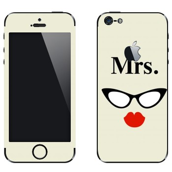 Виниловая наклейка «Миссис» на телефон Apple iPhone 5