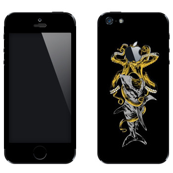 Виниловая наклейка «Осьминог против акулы» на телефон Apple iPhone 5