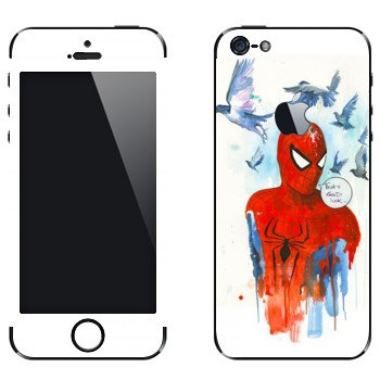 Виниловая наклейка «Спайдермэн и голуби» на телефон Apple iPhone 5