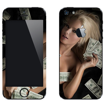 Виниловая наклейка «Блондинка и много денег» на телефон Apple iPhone 5