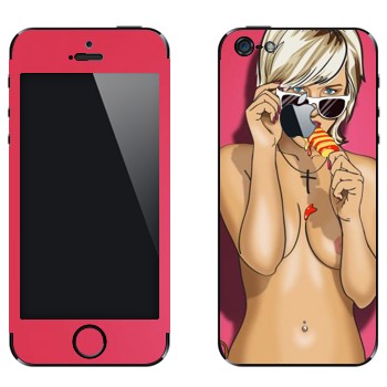 Виниловая наклейка «Обнаженная девушка с мороженым» на телефон Apple iPhone 5