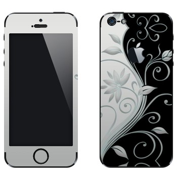 Виниловая наклейка «Черно-белые цветы» на телефон Apple iPhone 5