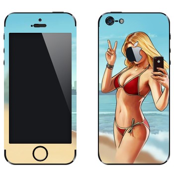 Виниловая наклейка «Девушка в бикини - GTA 5» на телефон Apple iPhone 5