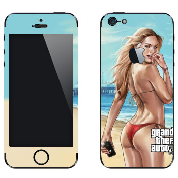 Виниловая наклейка «Горяча штучка - GTA5» на телефон Apple iPhone 5