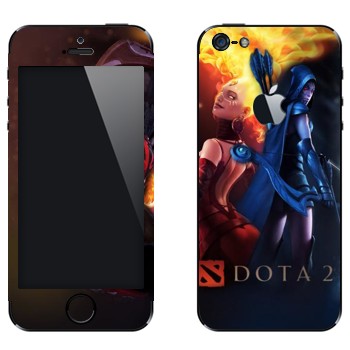 Виниловая наклейка «Пламя и вода - Dota 2» на телефон Apple iPhone 5