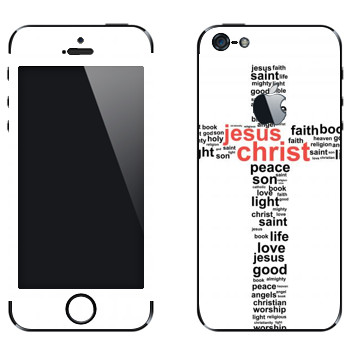 Виниловая наклейка «Крест из слов» на телефон Apple iPhone 5