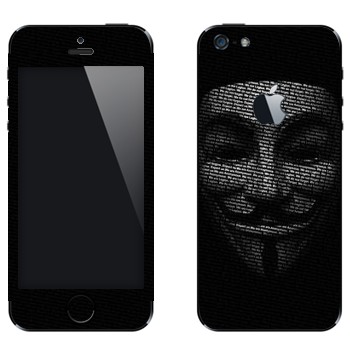 Виниловая наклейка «Маска анонимуса» на телефон Apple iPhone 5