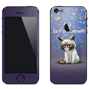Виниловая наклейка «Сердитый Кот» на телефон Apple iPhone 5
