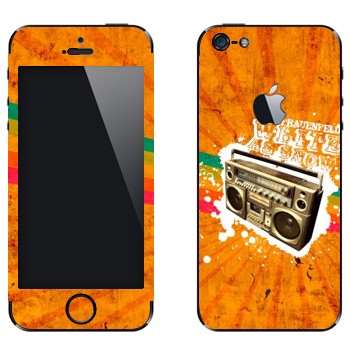 Виниловая наклейка «Бумбокс на оранжевом фоне» на телефон Apple iPhone 5