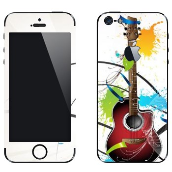 Виниловая наклейка «Гитара и пятна краски» на телефон Apple iPhone 5