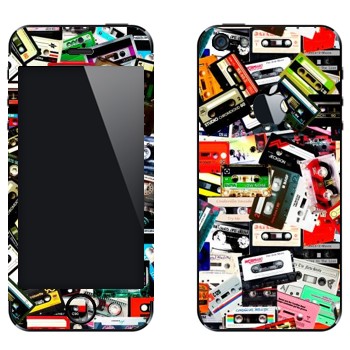 Виниловая наклейка «Много аудио-кассет» на телефон Apple iPhone 5
