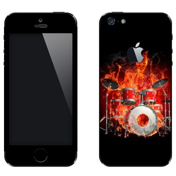Виниловая наклейка «Огненные барабаны» на телефон Apple iPhone 5