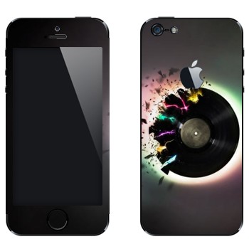 Виниловая наклейка «Разрушение грампластинки» на телефон Apple iPhone 5