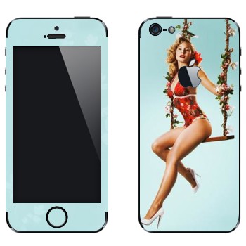 Виниловая наклейка «Девушка на качелях» на телефон Apple iPhone 5