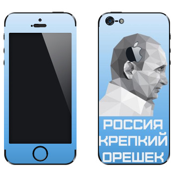 Виниловая наклейка «Путин - Россия - крепкий орешек» на телефон Apple iPhone 5
