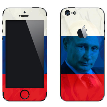 Виниловая наклейка «Путин и триколор» на телефон Apple iPhone 5