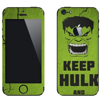 Виниловая наклейка «Keep Hulk and» на телефон Apple iPhone 5
