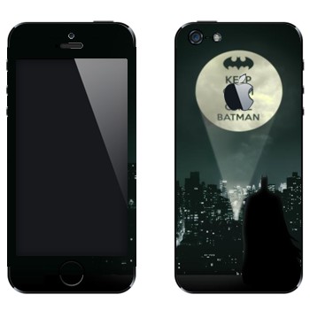 Виниловая наклейка «Keep calm and call Batman» на телефон Apple iPhone 5