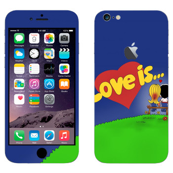 Виниловая наклейка «Love is... - День Святого Валентина» на телефон Apple iPhone 6 Plus/6S Plus