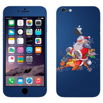 Виниловая наклейка «Санта-супергерой - Новый Год» на телефон Apple iPhone 6 Plus/6S Plus