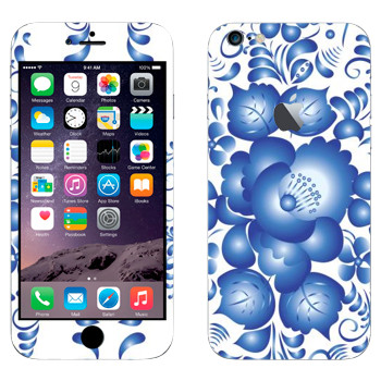 Виниловая наклейка «Голубой цветок колокольчик - Гжель» на телефон Apple iPhone 6 Plus/6S Plus