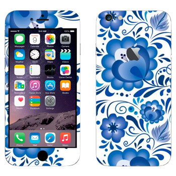 Виниловая наклейка «Хохлома голубой цветок - Гжель» на телефон Apple iPhone 6 Plus/6S Plus