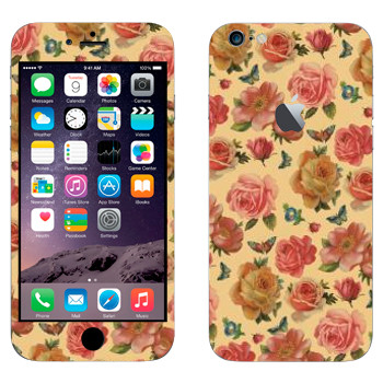 Виниловая наклейка «Алые розы на желтом» на телефон Apple iPhone 6 Plus/6S Plus