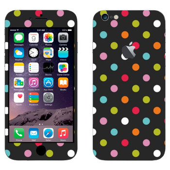 Виниловая наклейка «Разноцветные точки на черном фоне» на телефон Apple iPhone 6 Plus/6S Plus
