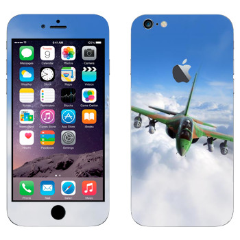 Виниловая наклейка «Военный самолет в облаках» на телефон Apple iPhone 6 Plus/6S Plus