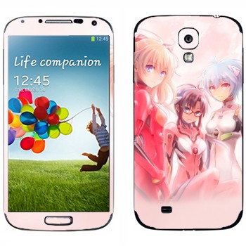 Виниловая наклейка «Девушки - Евангелион» на телефон Samsung Galaxy S4