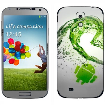Виниловая наклейка «Андроид зеленая волна» на телефон Samsung Galaxy S4