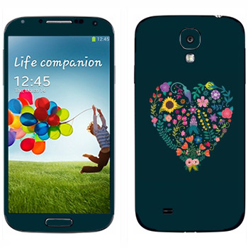 Виниловая наклейка «Цветочное сердце» на телефон Samsung Galaxy S4
