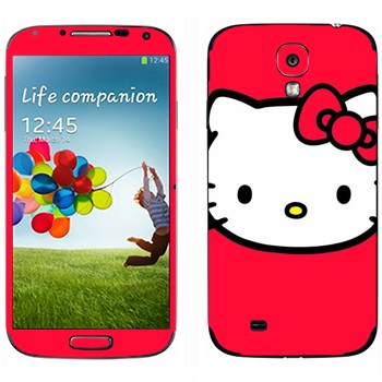 Виниловая наклейка «Hello Kitty на красном фоне» на телефон Samsung Galaxy S4